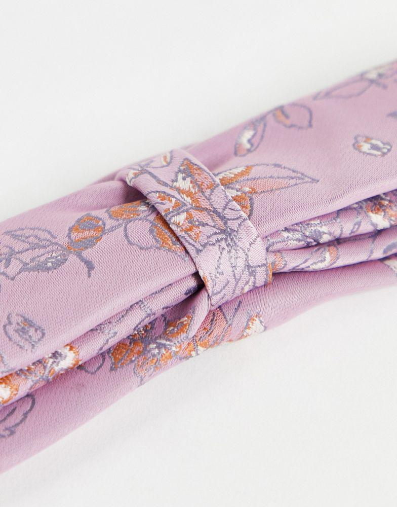 ASOS DESIGN slim tie in pale pink floral商品第3张图片规格展示