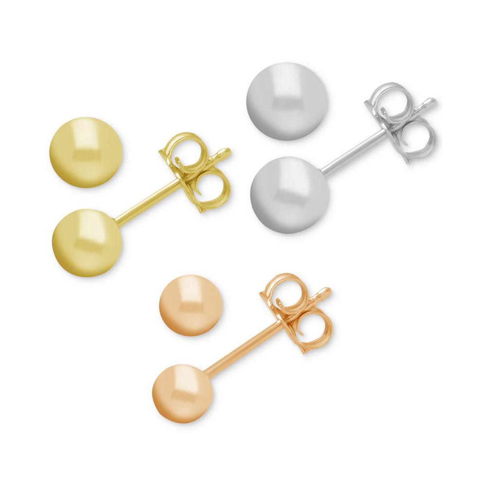 And Now This Tri-Tone 3-Pc. Set Ball Stud Silver Plate Earrings商品第2张图片规格展示