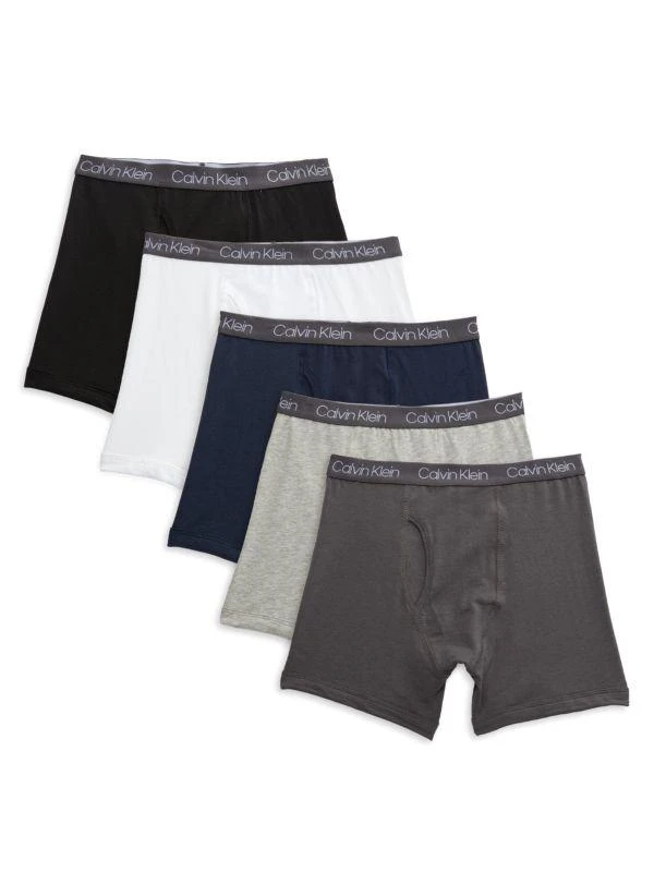 商品Calvin Klein|Boy's 5-Pack Logo Boxer Briefs,价格¥204,第1张图片