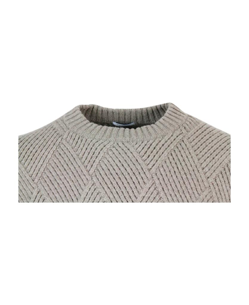 Long Sleeve Round Neck Sweater In 100% Cashmere With English Rib Diamond Pattern商品第4张图片规格展示