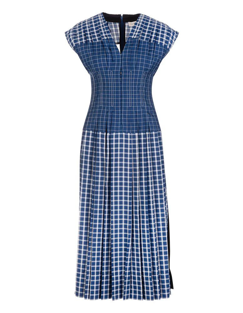 商品Tory Burch|Tory Burch Checked V-Neck Midi Dress,价格¥5391,第1张图片