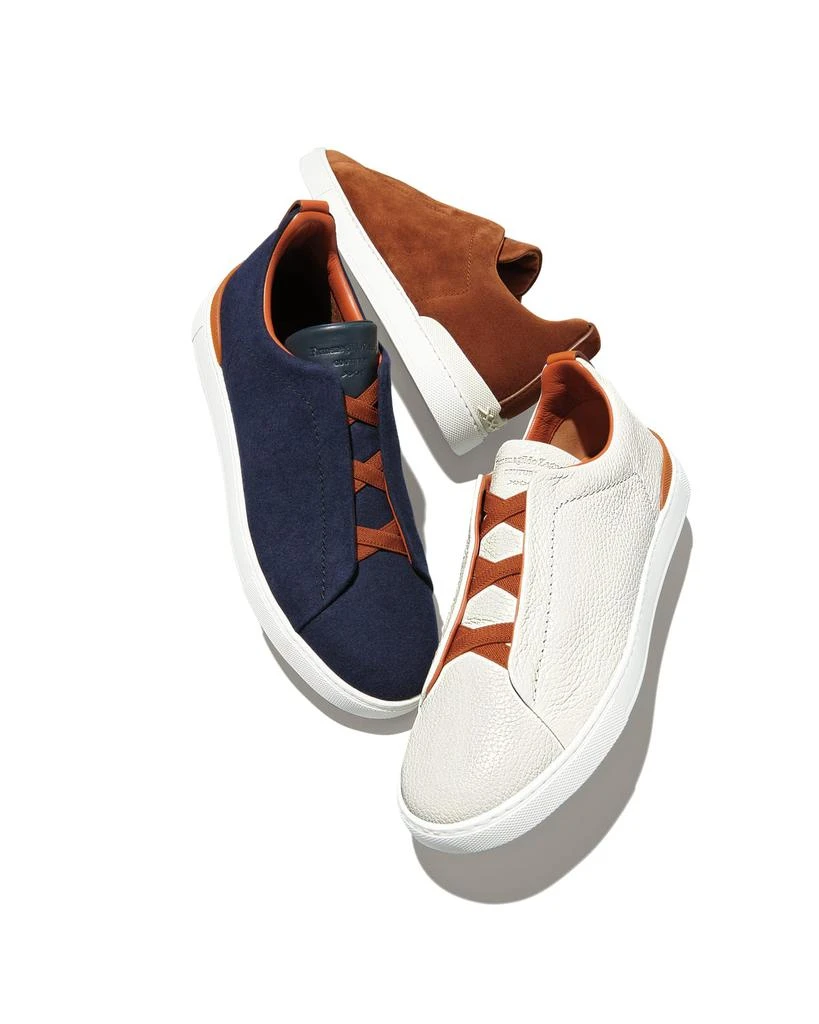 商品Zegna|Men's Triple Stitch Deerskin Low-Top Sneakers,价格¥6869,第2张图片详细描述