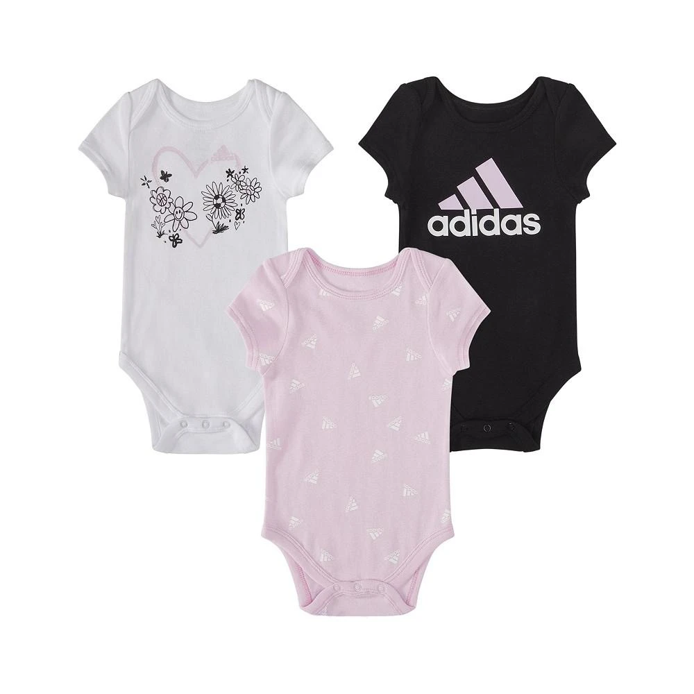 商品Adidas|Baby Girls Printed Cotton Bodysuits, Pack of 3,价格¥168,第1张图片