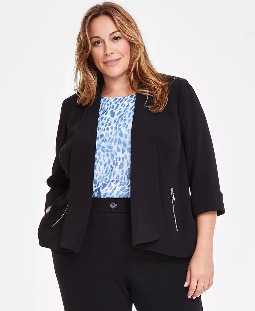 商品Kasper|Plus Size Shawl Collar 3/4-Sleeve Blazer,价格¥367,第1张图片