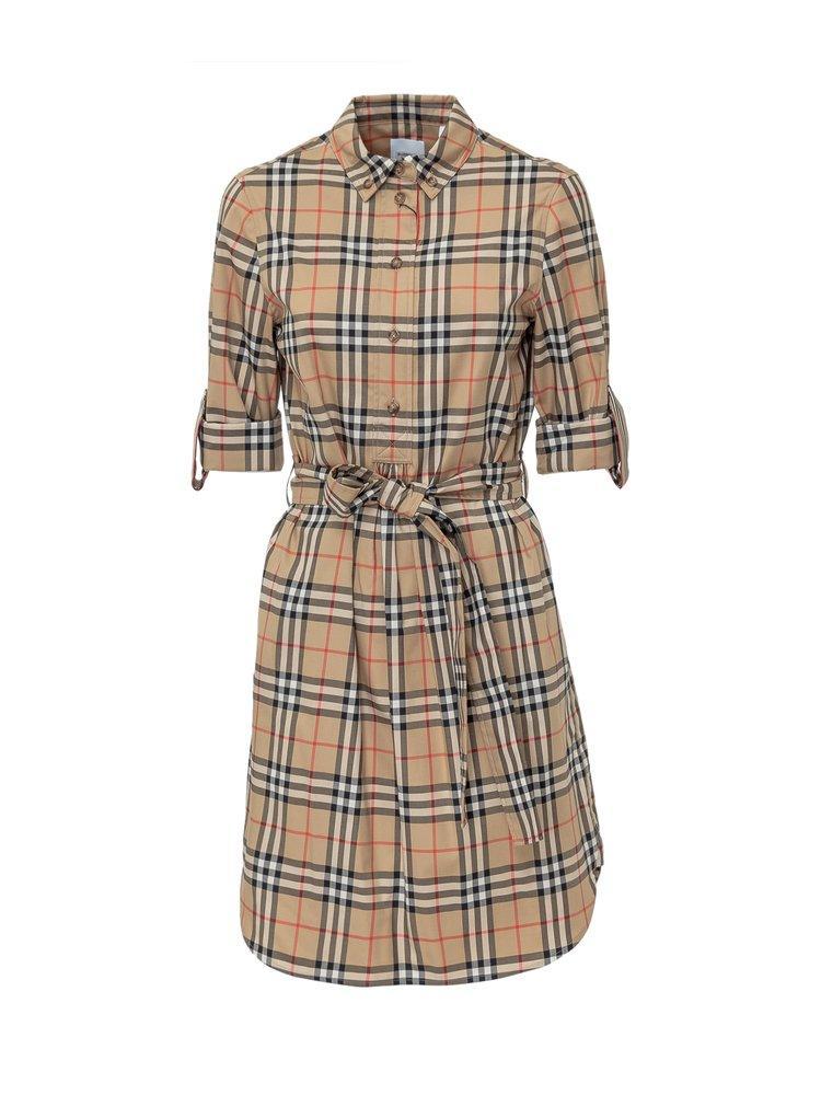 商品Burberry|Burberry Checked Tie-Waist Shirt Dress,价格¥4325,第1张图片