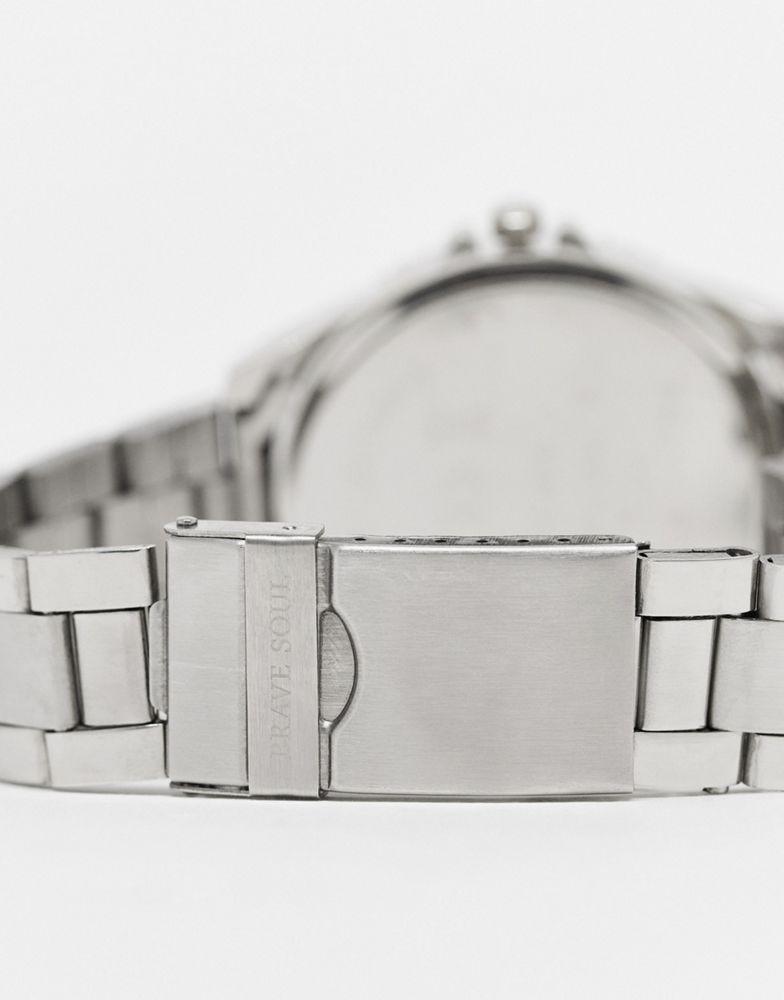 Brave Soul chunky bracelet watch in silver with black dial商品第2张图片规格展示