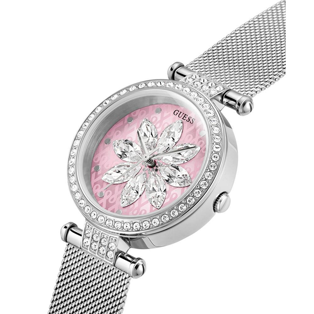 Women's Glitz Silver-tone Stainless Steel Mesh Watch 32mm商品第5张图片规格展示
