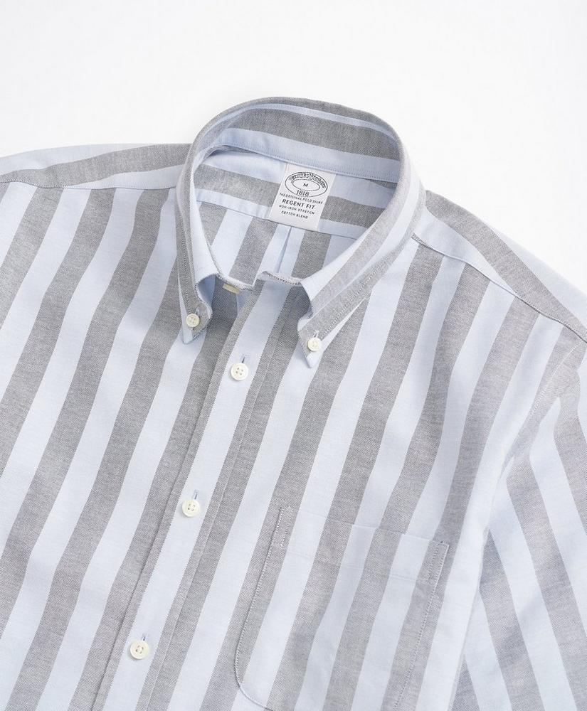 Stretch Regent Regular-Fit Sport Shirt, Non-Iron Short-Sleeve Stripe Oxford商品第2张图片规格展示