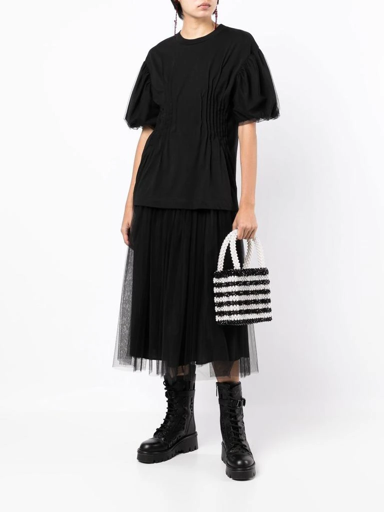 商品Simone Rocha|SIMONE ROCHA Cotton puff tulle sleeve t-shirt,价格¥1603,第4张图片详细描述