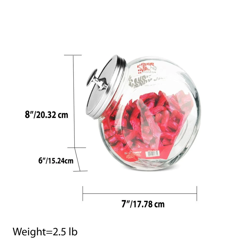 Home Basics Large 91 oz. Round Glass Candy Storage Jar with Stainless Steel Top, Clear 商品