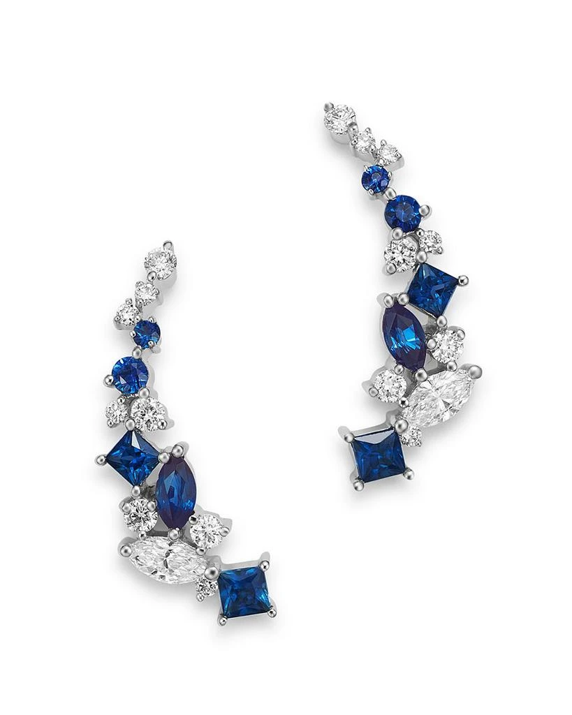 商品Bloomingdale's|Diamond and Blue Sapphire Climber Earrings in 14K White Gold,价格¥14202,第1张图片