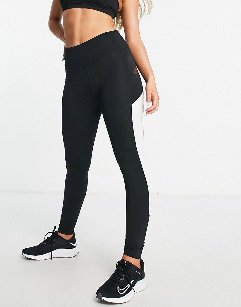 Nike Air Running 7/8 midrise colourblock leggings in black商品第4张图片规格展示