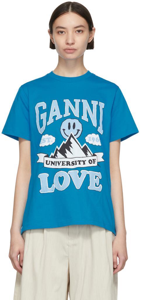 商品Ganni|Blue Organic Cotton T-Shirt,价格¥612,第1张图片
