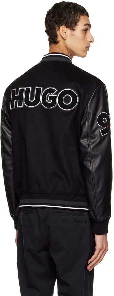 商品Hugo Boss|Black Varsity Faux-Leather Bomber Jacket,价格¥2480,第3张图片详细描述