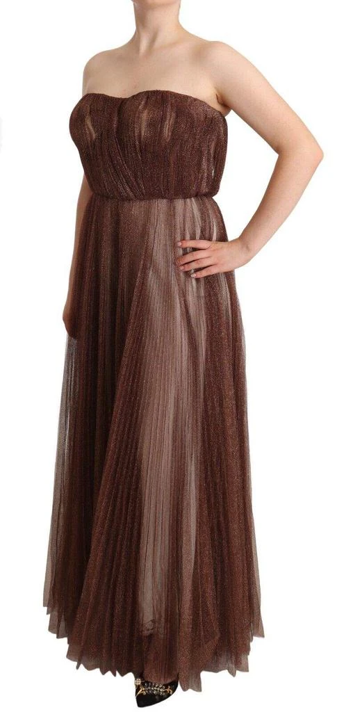 商品Dolce & Gabbana|Dolce & Gabbana Metallic Bronze Polyester Maxi Gown Dress,价格¥29286,第2张图片详细描述