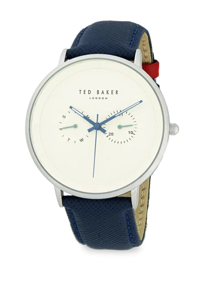 商品Ted Baker London|Chronograph Stainless Steel Check Leather Strap Watch,价格¥653,第1张图片