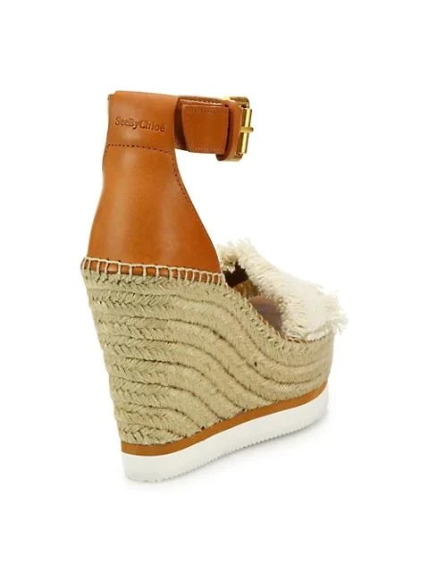 商品See by Chloé|Glyn Leather & Canvas Platform Espadrille Wedge Sandals,价格¥716,第3张图片详细描述