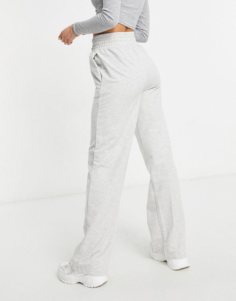 ASOS DESIGN Tall straight leg jogger with deep waistband and pintuck in grey marl商品第2张图片规格展示