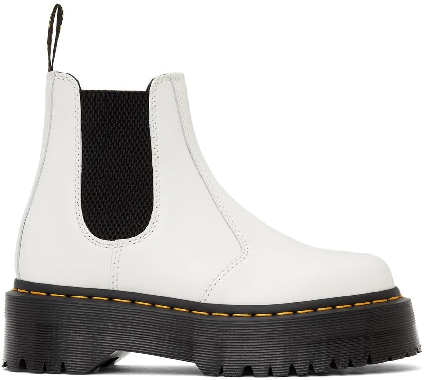 商品Dr. Martens|White Quad Platform Chelsea Boots,价格¥481,第1张图片