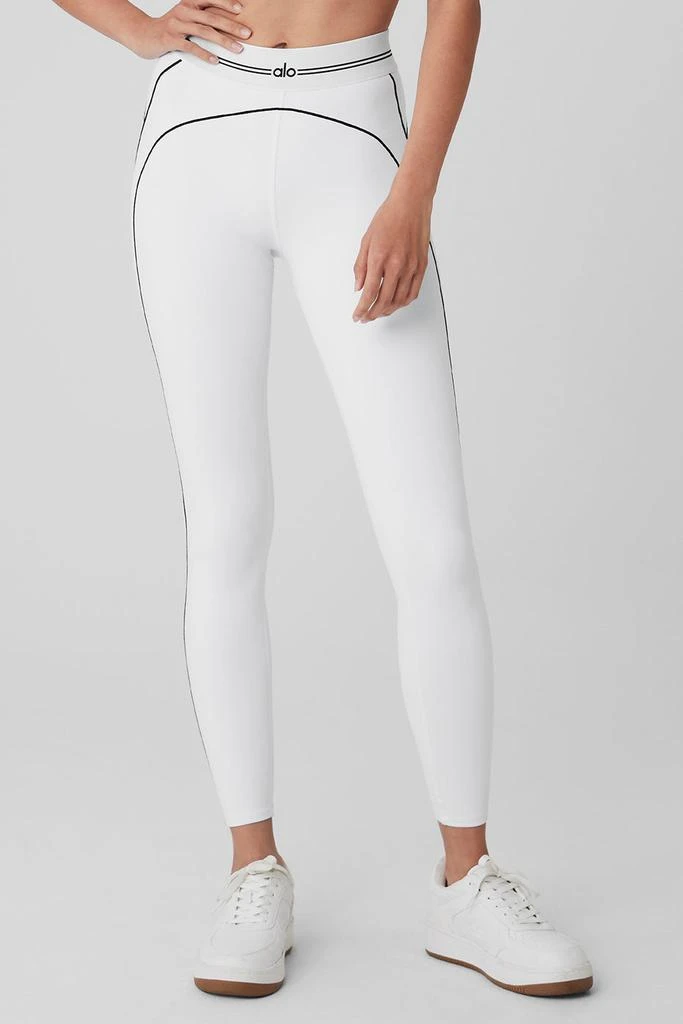 商品Alo|Airbrush High-Waist Heart Throb Legging - White/Black,价格¥885,第1张图片