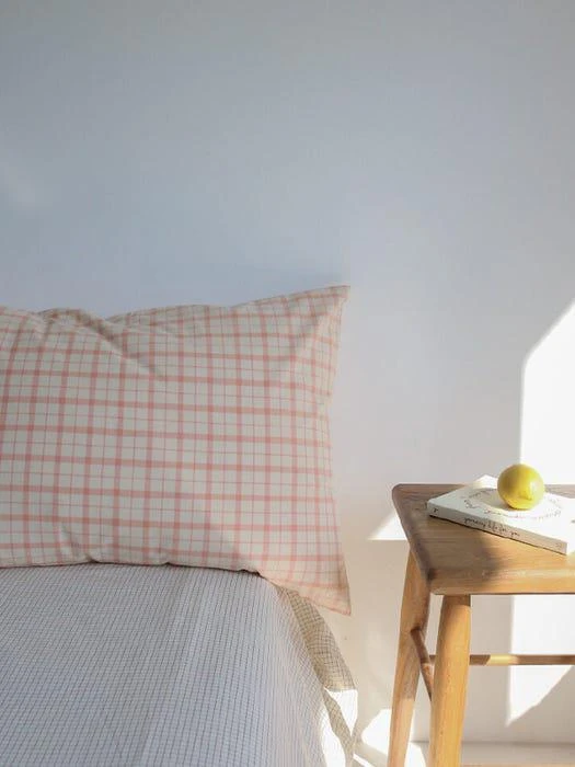 商品coconiel|Camome Peach Check Pillow Cover,价格¥378,第3张图片详细描述