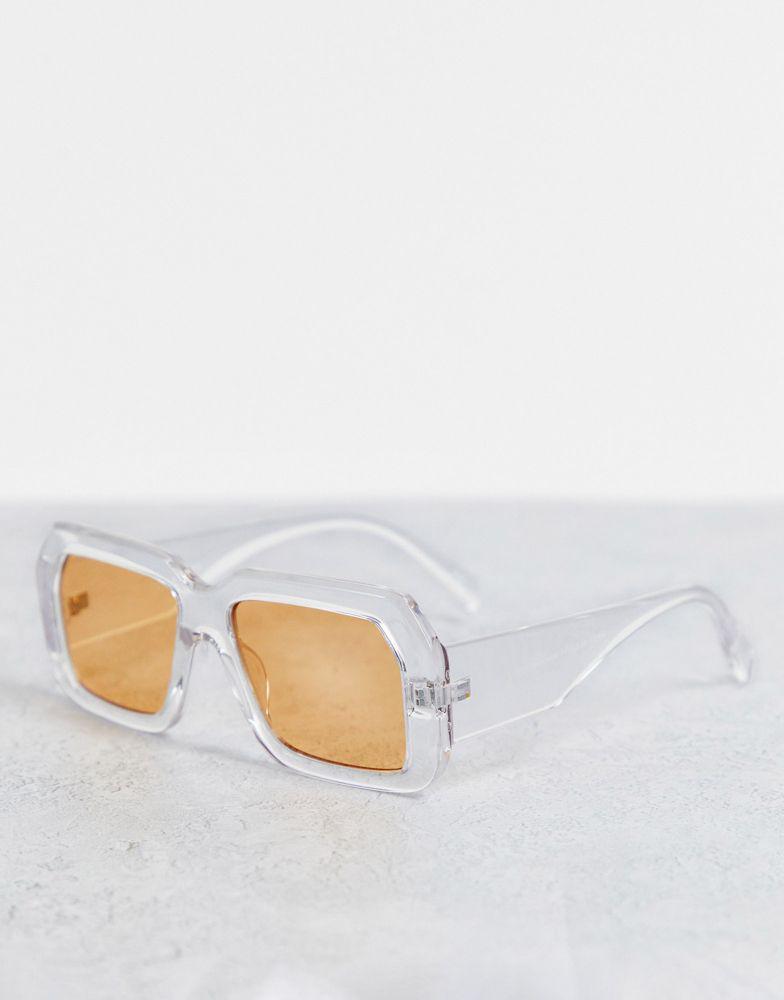 ASOS DESIGN oversized retro sunglasses in crystal frame with coloured lens  - CLEAR商品第1张图片规格展示