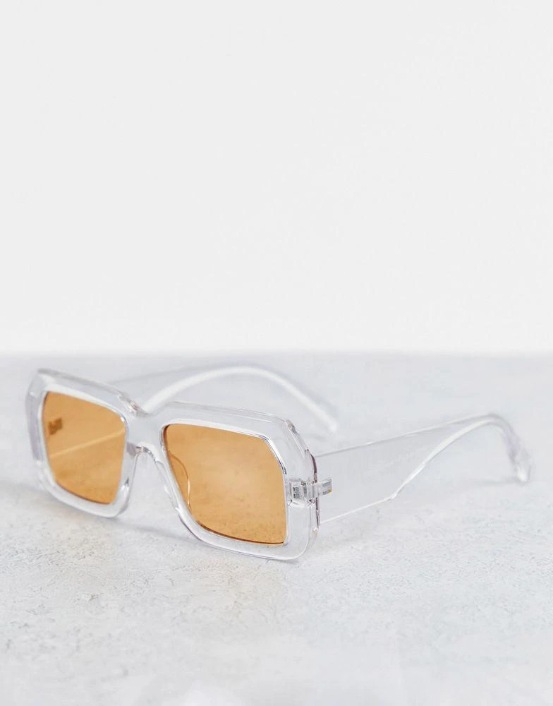 商品ASOS|ASOS DESIGN oversized retro sunglasses in crystal frame with coloured lens  - CLEAR,价格¥47,第1张图片