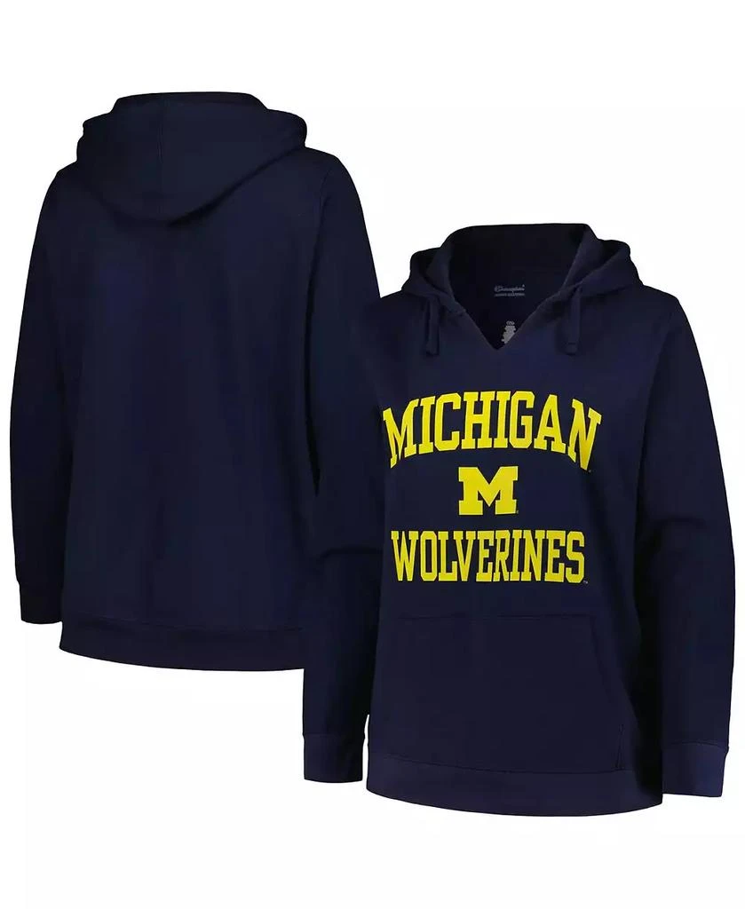 商品CHAMPION|Women's Navy Michigan Wolverines Plus Size Heart & Soul Notch Neck Pullover Hoodie,价格¥360,第1张图片