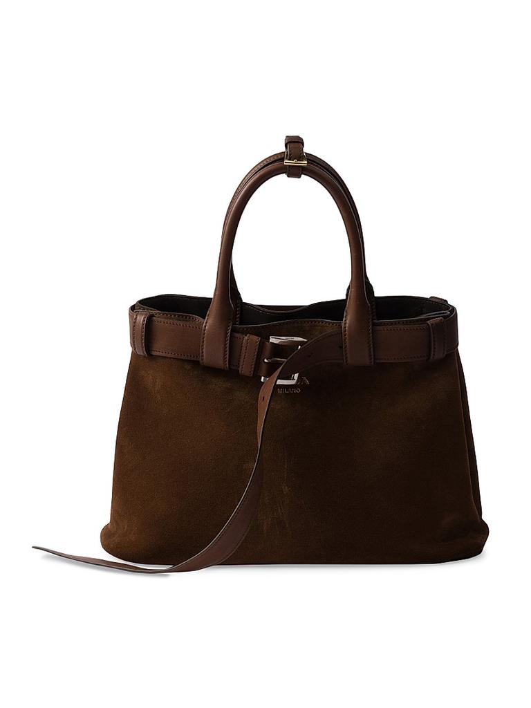 Prada Medium Buckle Suede Bag with Belt - Bags - Free