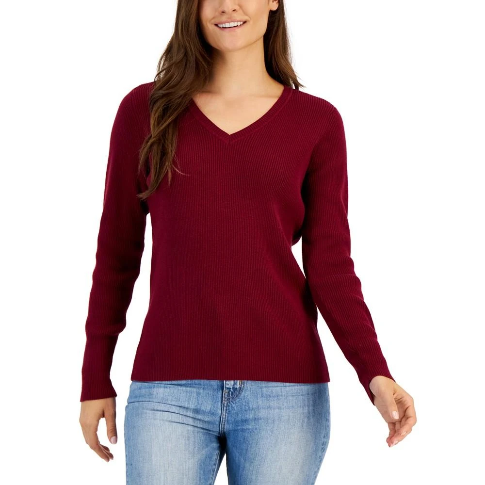 商品Karen Scott|Women's Solid V-Neck Sweater, Created for Macy's,价格¥65,第1张图片