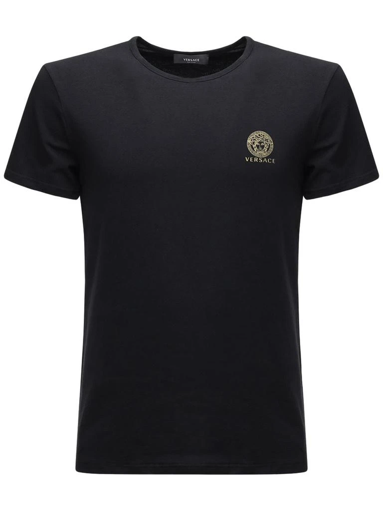 商品Versace|Logo Print Stretch Cotton T-shirt,价格¥495,第1张图片