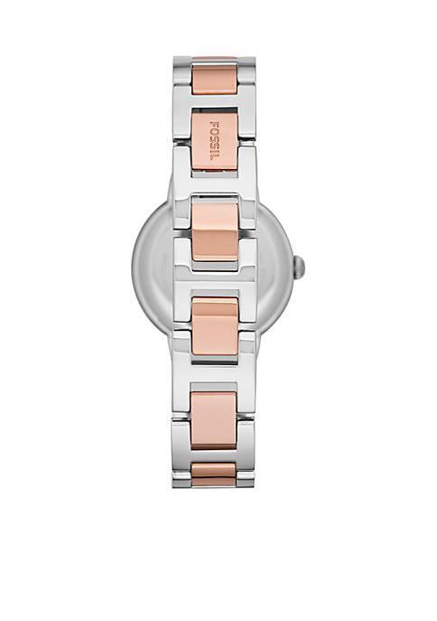 商品Fossil|Women's Two-Tone Stainless Steel Three-Hand Glitz Virginia Watch,价格¥1041,第5张图片详细描述