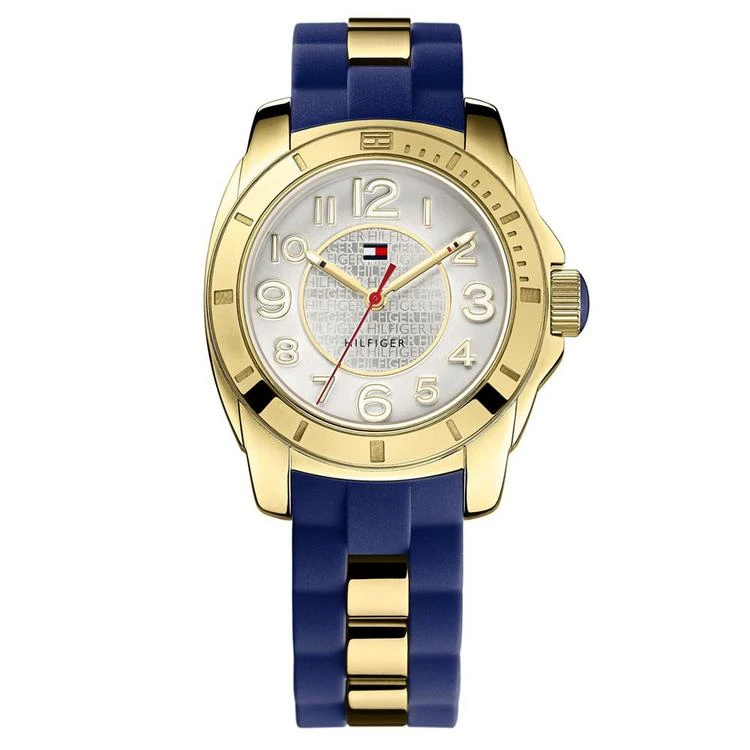 商品Tommy Hilfiger|Watch, Women's Gold Tone Stainless Steel and Navy Silicone Strap 38mm 1781307,价格¥431,第1张图片