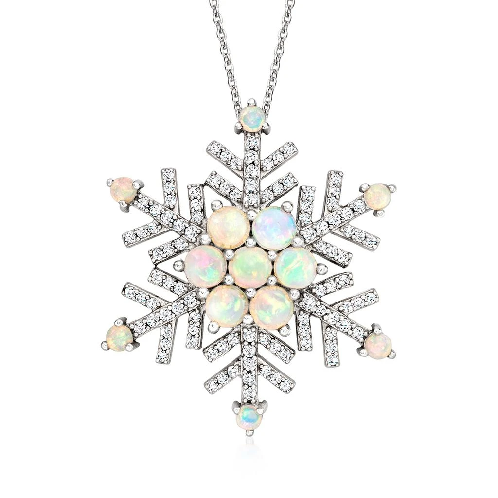 商品Ross-Simons|Opal and White Zircon Snowflake Pin/Pendant Necklace in Sterling Silver,价格¥1653,第1张图片