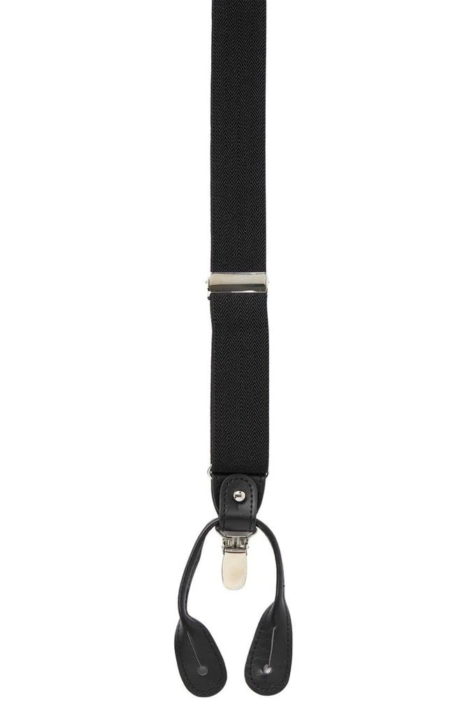 商品Ike Behar|IB Black Herringbone Suspenders,价格¥164,第1张图片