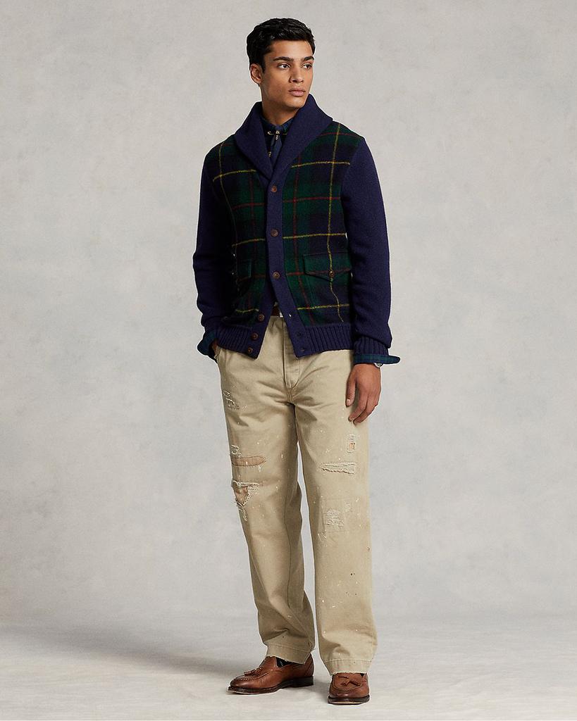 Wool Tartan Regular Fit Shawl Collar Cardigan商品第2张图片规格展示