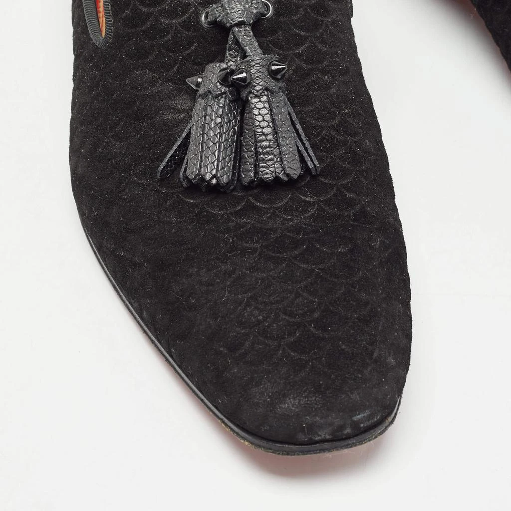Christian Louboutin Black Embossed Suede Dandelion Smoking Slippers Size 42.5 商品