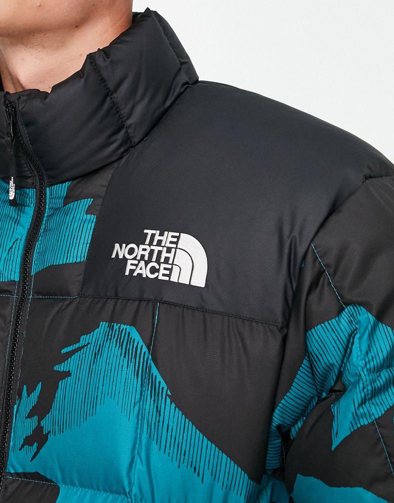The North Face Lhotse down puffer jacket in teal mountain peak print商品第3张图片规格展示