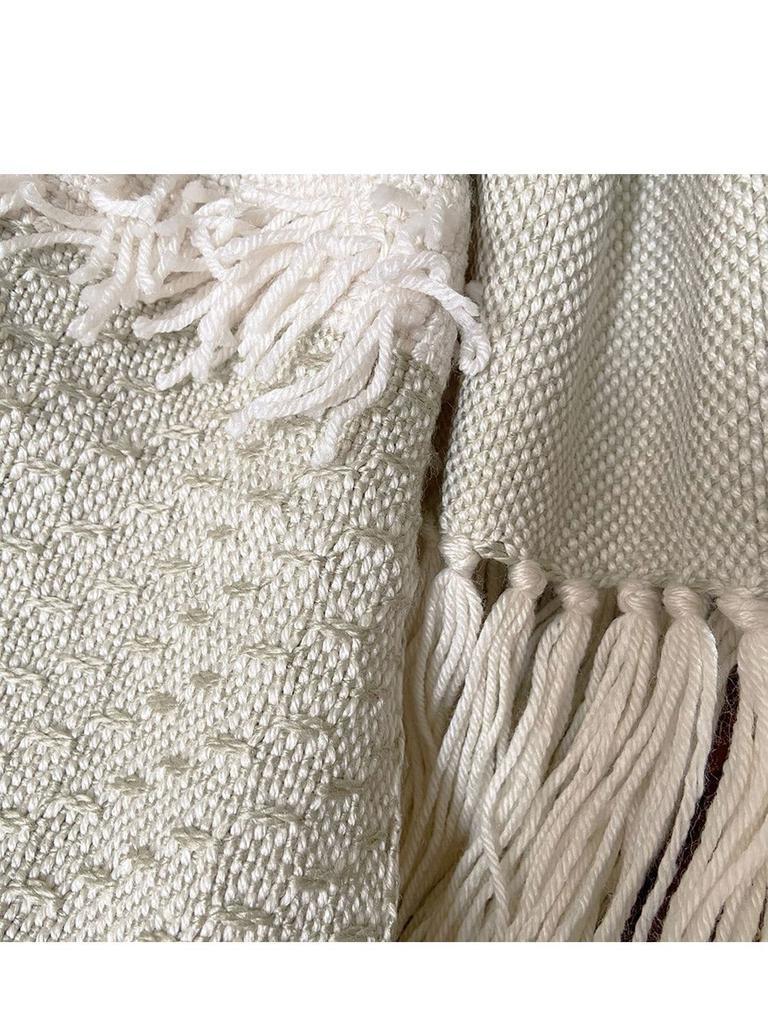 商品MALAGOON|Offwhite Fringed Acrylic & Wool Throw,价格¥628,第6张图片详细描述
