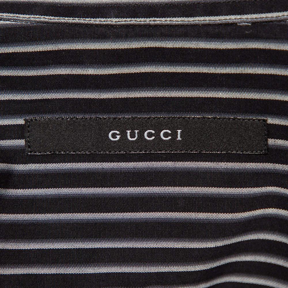 Gucci Black Striped Cotton Button Front Shirt S商品第5张图片规格展示