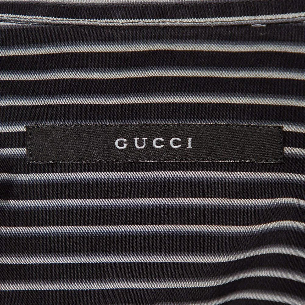 商品[二手商品] Gucci|Gucci Black Striped Cotton Button Front Shirt S,价格¥1030,第5张图片详细描述