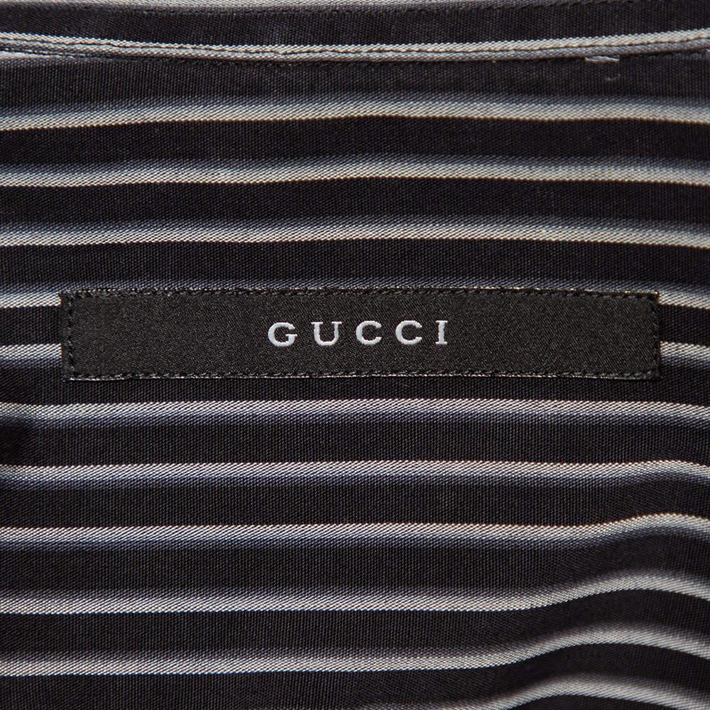 商品[二手商品] Gucci|Gucci Black Striped Cotton Button Front Shirt S,价格¥1027,第7张图片详细描述