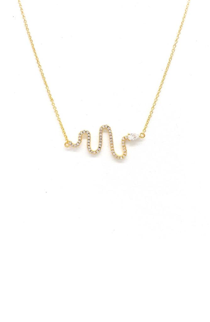 Crystal Embellished Sideways Snake Pendant Necklace商品第1张图片规格展示