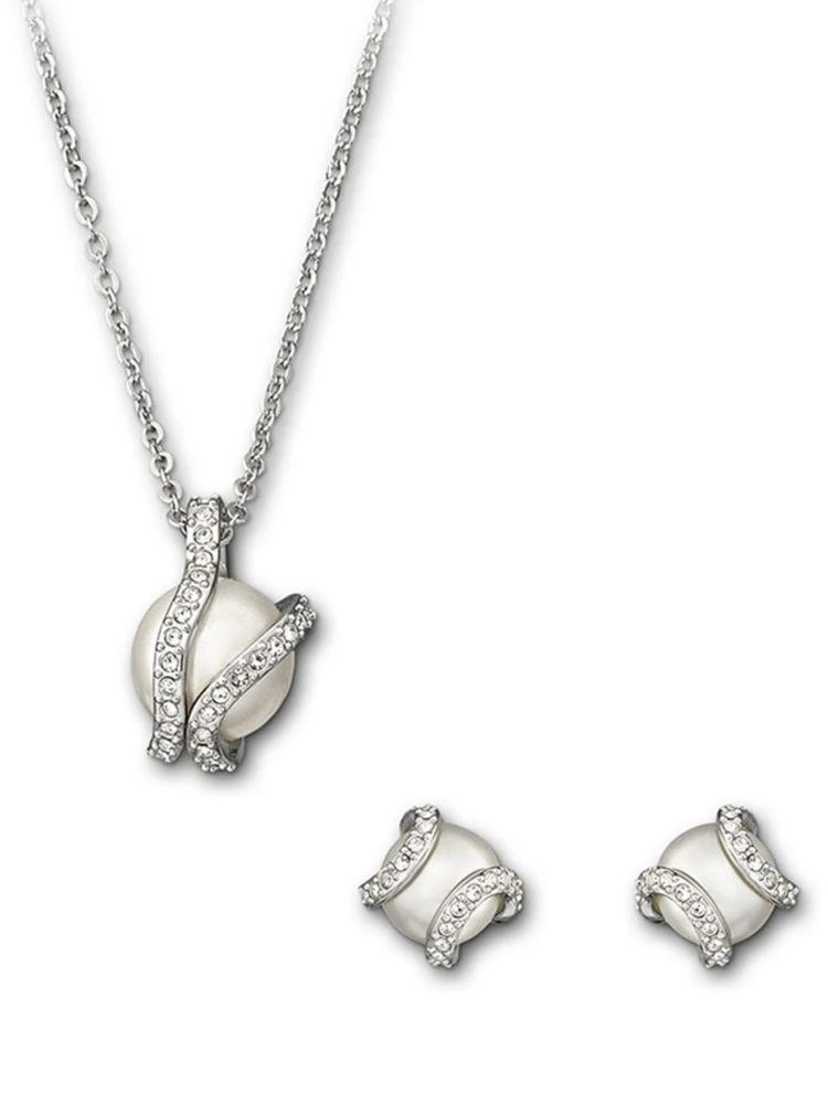 商品Swarovski|Crystal &amp; Faux Pearl Necklace &amp; Earrings Set,价格¥1283,第2张图片详细描述