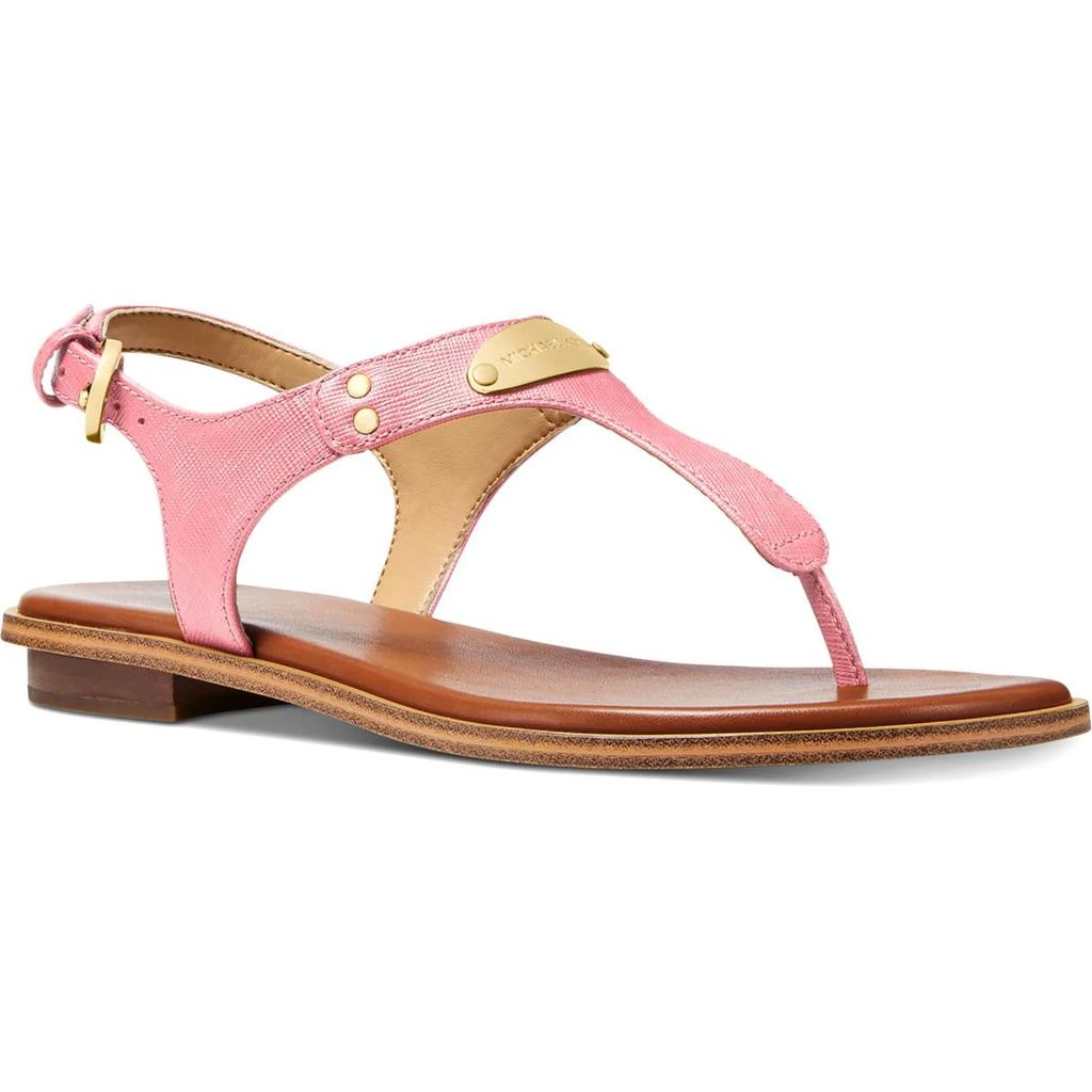 商品Michael Kors|MICHAEL Michael Kors Women's Leather MK Plate T-Strap Thong Sandals,价格¥207,第1张图片