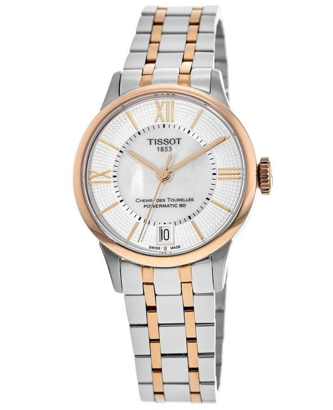 商品Tissot|Tissot Chemin Des Tourelles Powermatic 80 Two-Tone Steel Women's Watch T099.207.22.118.02,价格¥2809,第1张图片