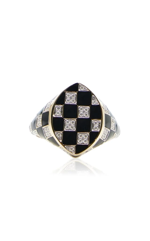 商品Yvonne Leon|Yvonne Leon - 9k Gold Diamond Enamel Ring - Black/white - US 6 - Moda Operandi - Gifts For Her,价格¥24229,第1张图片