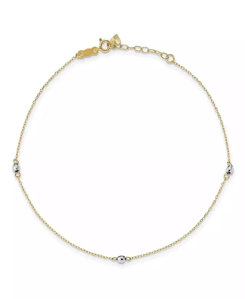 商品Macy's|Reflective Beaded (3 mm) Anklet in 14k Yellow and White Gold,价格¥2893,第1张图片