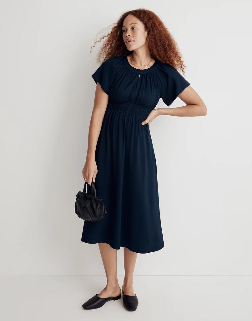 商品Madewell|Sophia Split-Neck Short-Sleeve Midi Dress,价格¥1029,第3张图片详细描述