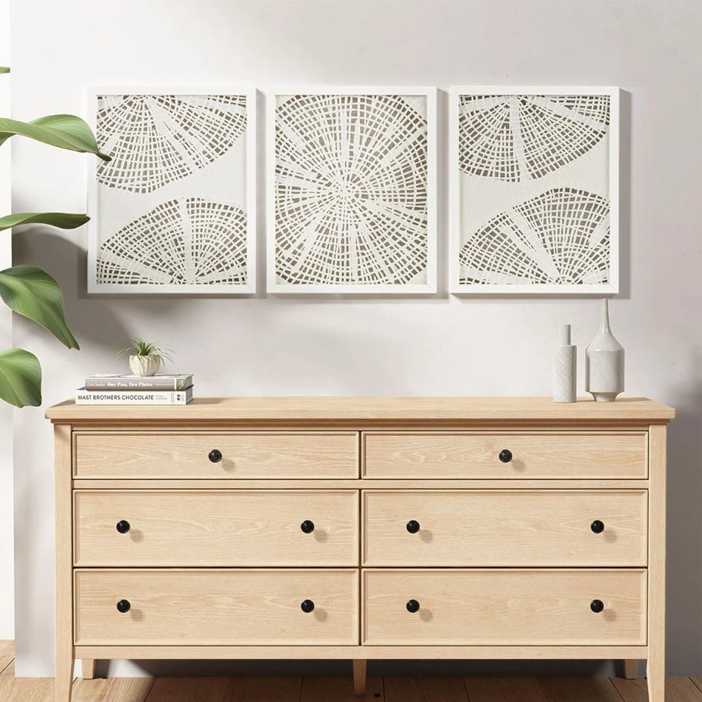 Solana Framed Abstract Coastal Rice Paper 3-piece Shadowbox Wall Decor Set 商品
